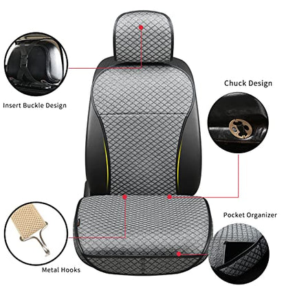 Breathable Car Seat Cover,Luxury Front Seat Cover,Durable and Non Slip,Polyester Silk Material, Universal Car Seat Cushion,Suitable for All Seasons,Airbag Compatible (Gray-2PCS) - color: Gray-Front 2pcs