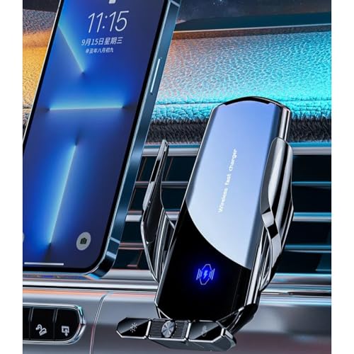15W Car Wireless Charger Auto Magnetic Air Vent Phone Holder for iPhone 17 16 15 14 13 12 Samsung Xiaomi Induction Fast Charging Station (Silver) - color: Silver