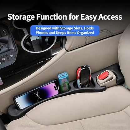Car Seat Gap Filler Set of 2, Multifunctional Seat Side Gap Seam Filler Organizer with Phone Holder, Universal Fit Fill The Gap Between Seat & Console for Car, SUV, Truck