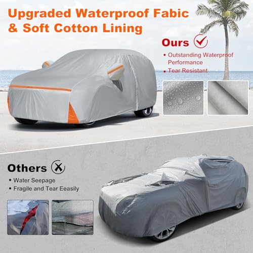 Car Cover for 2014-2026 Lexus NX/NX250/NX300/NX350, Waterproof Custom-fit All Weather Sun Rain UV Dust Snow Protection Outdoor NX350 Full Car Cover with Door Zipper and Cotton Lining-Gray - size: NX350 Cover