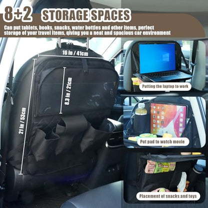 XDV Car Seat Organizers,Multi-functional Back Seat Protectors, Storage Pouches, Child kicking prevention and Tray Holders Kick Mats Back (for Cars, Kids,and Rear Seats) (Black, 2 Pack with Food Tray) - size: 2 Pack with Food Tray