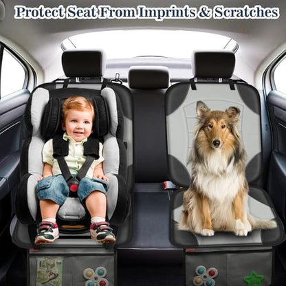 Sinvitron Car Seat Protector for Child Car Seat, Waterproof Car Seat Cover for Leather and Fabric Seats, 2 Mesh Pockets, Non-Slip Bottom, Thick Padding Cushion(1 Pack, Grey) - color: 1 Pack Grey