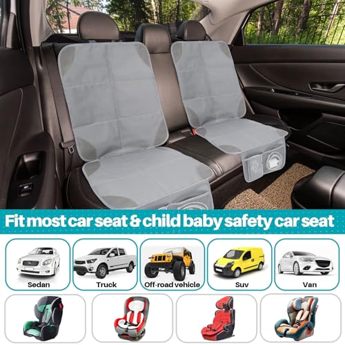 Aurelema 2 Pcs Car Seat Protector with Non-Slip Backing and Mesh Pockets 600d Fabric Child Car Seat Covers Waterproof, Durable for Baby and Pet, Sedan SUV Truck (Gray) - color: Gray