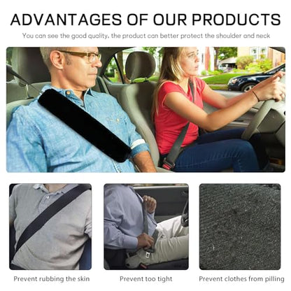 2 Pack Car Seatbelt Covers Shoulder Pad, Soft Faux Sheepskin Seat Belt Shoulder Cover for a Comfortable Driving, Seat Belt Shoulder Strap Covers Helps Protect Your Neck and Shoulder (Black) - color: Black