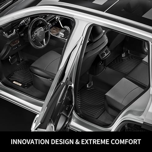 OEDRO Floor Mats Fit for 2020-2025 Subaru Legacy/Outback, Unique Black TPE All Weather Protection Car Mats TPE Accessories 1st and 2nd Row Liners Set