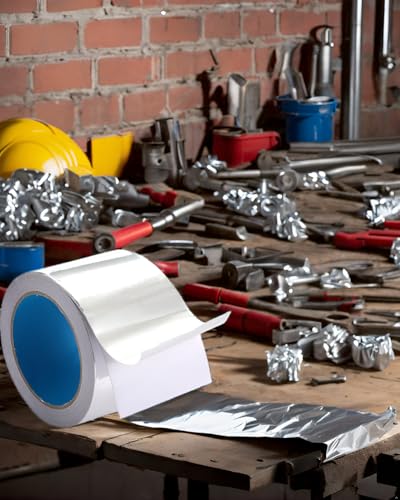 Sliver 3 inch x 65 feet Thickness 4.0 mil/0.1mm Aluminum Foil Tape Aluminum Air Duct Tape Professional Adhesive Aluminum Foil Tape for HVAC Pipe Repairs or More