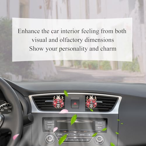 ORIESSE Ladybug Car Accessories,2pcs Red Bling Lady bug Air Vent Clips Car Air Freshener,Cute Dashboard Decorations Gift for Women,Girly Refillable Diffuser with Felt Pads