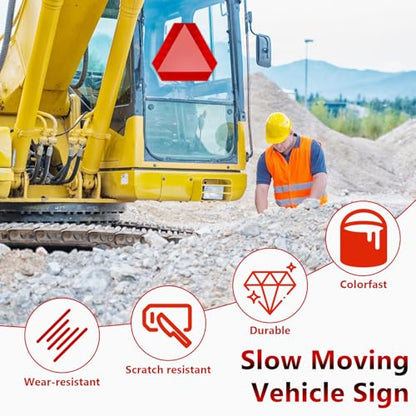 BFXM 4 PCS Reflective Slow Moving Vehicle Triangle Stickers, 7" x 8" Triangle Diamond Grade Slow Moving Vehicle Sign, Car Accessories for Golf Cart, UTV - color: 4 Pcs