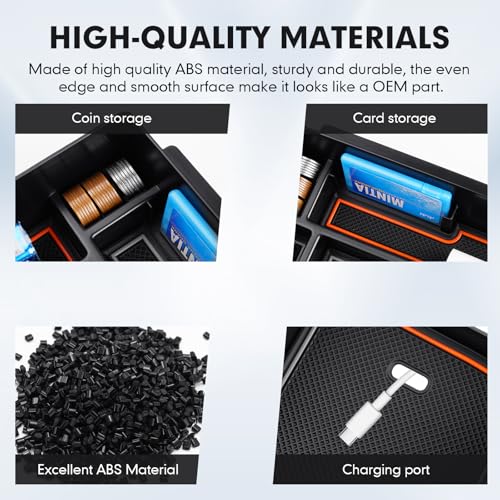 Autorder 2PCS Center Console Organizer for 2010-2024 Toyota 4Runner Accessories Armrest Storage Box Secondary Insert Tray Gear Shift Organizer Tray with Anti-Slip Mat - size: 2010-2024 Toyota 4Runner 2PCS