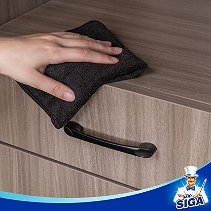 MR.SIGA Microfiber Cleaning Cloth, All-Purpose Microfiber Towels, Streak Free Cleaning Rags, Pack of 12, Black, Size 32 x 32 cm(12.6 x 12.6 inch) - color: Black