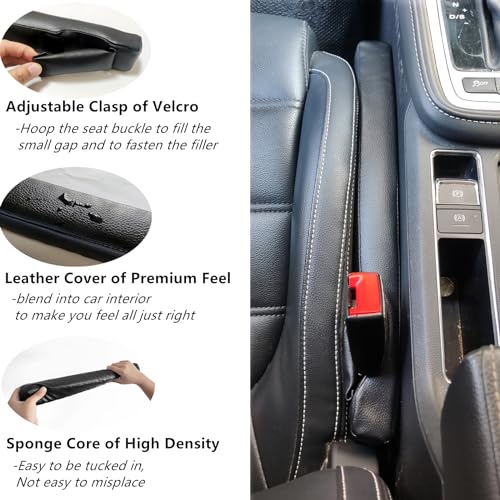 No Drop Seat Guard, Car Seat Gap Filler Universal Gap Stopper/Catcher to Fill The Gap Between Seat and Console Black Plug Crevice Blocker Pad Plug Stopper with Seat Belt Buckle Hoop YMT-A03b