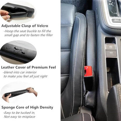 No Drop Seat Guard, Car Seat Gap Filler Universal Gap Stopper/Catcher to Fill The Gap Between Seat and Console Black Plug Crevice Blocker Pad Plug Stopper with Seat Belt Buckle Hoop YMT-A03b