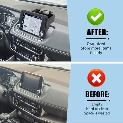 Center Console Organizer Compatible with 2021-2025 2026 Nissan Rogue S/SV/Rock Creek Dashboard Tray Interior Insert Accessories Behind Screen Black (Only Fit 8-Inch Screen) - size: Only Fit 8-Inch Screen