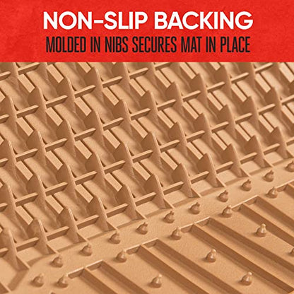 Motor Trend 943-BG FlexTough Defender Car Floor Mats -Next Generation Deep Dish Heavy Duty Contour Liners for Car SUV Truck & Van-All Weather Protection, Trim to Fit Most Vehicles Beige - color: Beige, style: FlexTough NextGen
