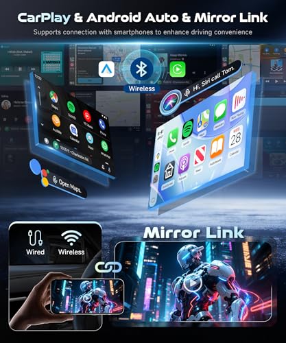 Android 15/4+64G Car Radio Double Din Car Radio with Wireless Carplay&Android Auto,7 inch 1280*720P IPS TouchScreen Car Audio Receivers with WiFi GPS EQ BT5.0 FM/RDS Radio Mirror Link AHD Rear Camera - style: style 2