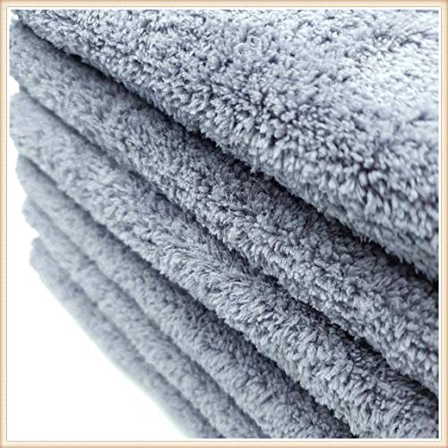 Kingsheep Edgeless Microfiber Towel Car Drying Wash Buffing 6Pack 16"x16" Ultra Plush 450gsm Detailing Cloth (Gray) - color: Gray