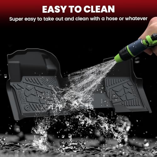 LASFIT Floor Mats for Ford F250 F350 F450 2017-2026 Crew Cab Front Bench Seat | Rear W/Fold-Flat Storage Carpet Floor Super Duty All Weather Protector TPE Car Floor Liner, 1st & 2nd Row, 2pcs Black - style: 2) SuperDuty Crew Cab&Bench Seat| 17-26 | 2Rows