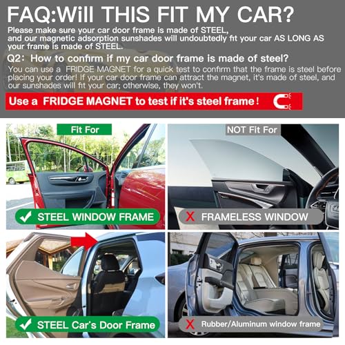Ovege Car Side Window Sun Shade Car Curtain Pleated Silky Suction Magnetic (Black-Opaque, Front Seat 2pcs) - color: Black-Opaque, size: Front Seat 2pcs