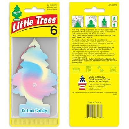 LITTLE TREES Car Air Freshener | Hanging Tree Provides Long Lasting Scent for Auto and Home | 24 Air Fresheners |Cotton Candy - color: Cotton Candy