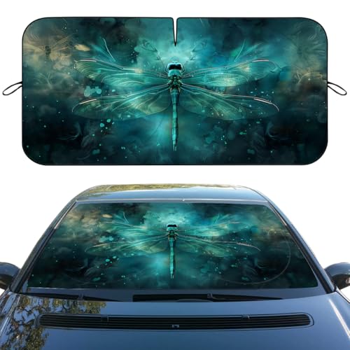 Dragonfly Fun Insect Car Windshield Sunshade Folding Animal Heatshield Front Window Car Sun Shade Windshield Rays Sun Shade Visor Protector for Car Sedan Truck SUV Accessories 59x31.5 Inch - color: Dragonfly Fun Insect