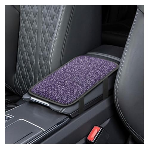 Car Center Console Armrest Pad, Linen Fabric Auto Armrest Box Protector Cover, 11.6 × 7.7 Inch Vehicle Middle Console Mat, Universal Interior Decoration Accessory for Car, SUV, Truck (Purple) - color: Purple