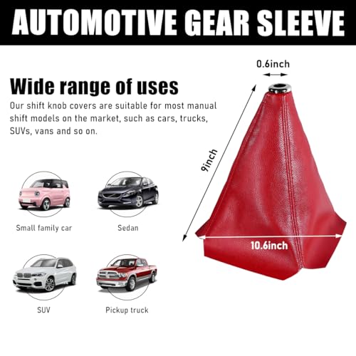 Ohleats Car Shift Knob Dust Cover, Automotive Shifter Boot Sleeve Replacement, Manual/Automatic Gear Shift Cover for Most Car Truck SUV, Universal Interior Car Accessories (Red) - color: Red