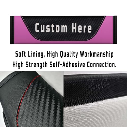 Custom Seat Belt Cover Pad – Personalized Carbon Fiber Seatbelt Covers with Logo, Text & Image – Car Accessories for Women, Men & Kids – Seatbelt Cushion Shoulder Pads for Car, Truck, SUV, Backpack - color: Pink