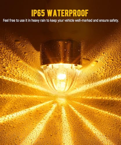 Partsam 1x Glass Watermelon Light Single-Face Amber LED Turn Signal Marker Light, Zinc Alloy Housing Amber Lens Post Mount for Peterbilt Freightliner Semi Truck Trailer, 10-30V - color: AmberLensAmberLights