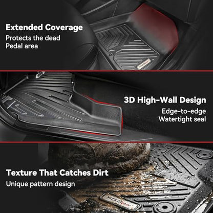 YITAMOTOR Floor Mats for Jeep Wrangler JK Unlimited 4 Doors 2014-2018 (Not for JL or 2-Door), All Weather Custom Fit Floor Liners 1st & 2nd Row Protection, Heavy Duty Car Mats Black - style: 2014-2018 Wrangler JK 1st & 2nd Row