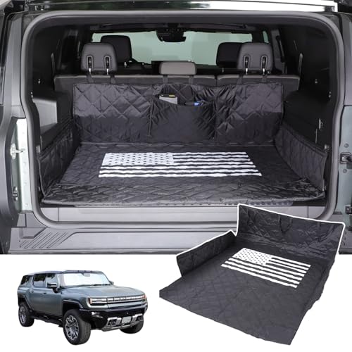 All-Protection Cargo Mat Liner for Hummer EV Accessories Rear Trunk Floor Mat Cargo Liner for Dogs for Hummer EV SUV 2024 2025 2026 Heavy Duty 3D Nonslip Waterproof Protect (SUV/American Flag) - style: SUV/American Flag