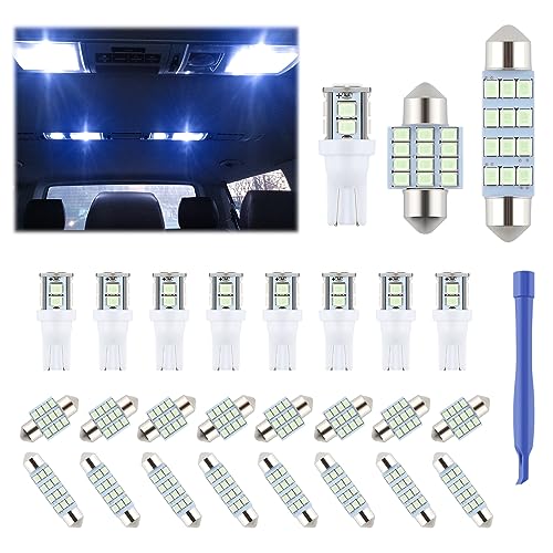 iFunyLED 24 Pieces Dome Light LED Car Interior Bulb Kit Set 194 T10 DE3175 578 31mm 42mm Bulbs Interior Replacement Lights for Car Map License Plate Door Side Marker Cornering Trunk Light - Ice Blue - color: Ice Blue
