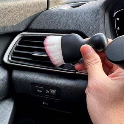 Car Detailing Brush, Soft Bristle Cleaning Brush, Scratch-Free Auto Duster Tool for Dashboard, Air Vents, Leather & Interior Cleaning (Black&Pink) - color: Black&Pink