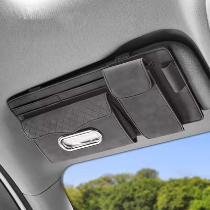 Multifunctional Car Visor Organizer (Suede leather - Gray) - color: Suede leather - Gray