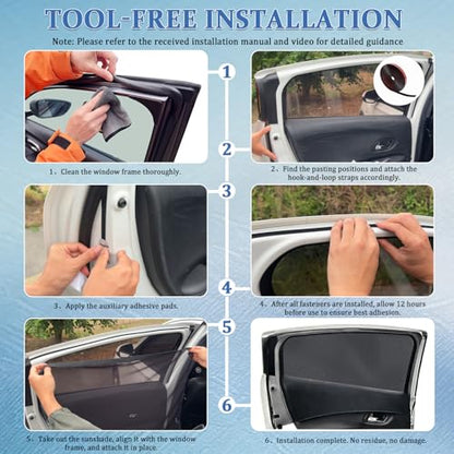 Car Window Shades,2 Pack Car Side Window Sunshade,Breathable & Retractable Car Window Shade for Baby,Universal Fit Most of Cars,Glare Shield,Protect Privacy(Rear Windows) - size: Medium-for Rear Windows