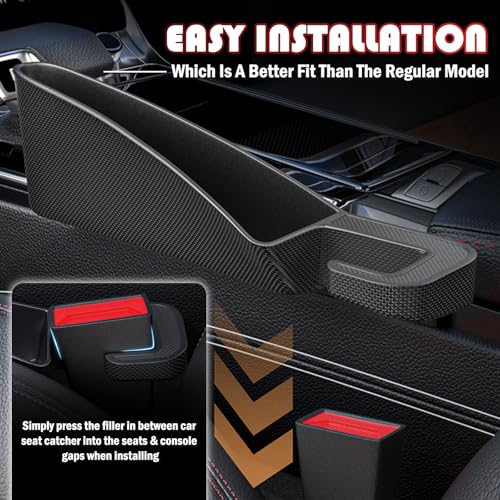 2PCS Short Car Seat Gap Filler Organizer with Seats Belt Holes,Anti-dropout Seat Gap Filler Fills Console Gaps,Universal Car Seats Gaps Plug with Storage Slot for Cars Storage