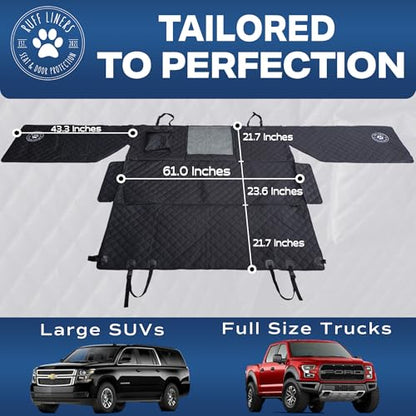 Ruff Liners XL Dog Hammock, Black – As Seen on Shark Tank – Back Seat Protector for Full-Size SUV – Waterproof, Machine-Washable, Touch Fasteners, & Belt Slots – Heavy-Duty Dog Seat Cover - size: XL - Full-size Trucks