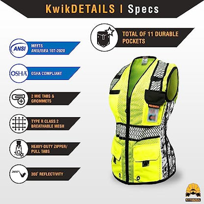 KwikSafety - Charlotte, NC - RoadBOSS Economy & Premium Safety Vest for Women [SNUG-FIT] Class 2 ANSI Tested OSHA - color: Yellow (Limited Edition), size: Medium, style: 1 Pack