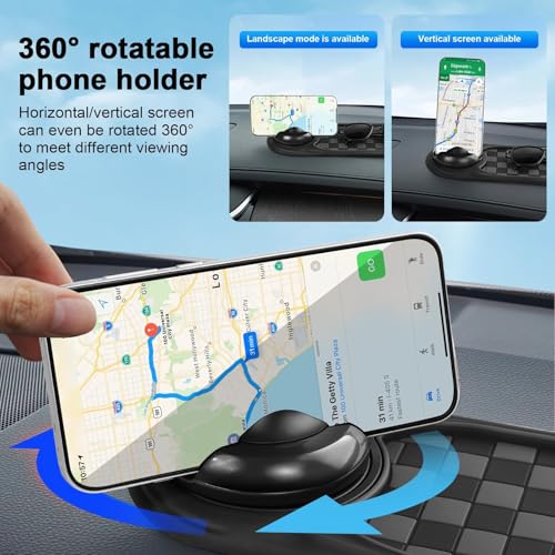 Multifunction Car Anti-Slip Mat Auto Universal Phone Holder, Rotatable Anti Skid Car Dashboard Pad with Temporary Parking Numbe and Large Pad for Phones Sunglasses Keys Gadgets(Style-6) (Brown-Silver) - color: Brown-Silver