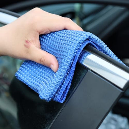2PCS Car Wash Towel Glass Cleaning Water Drying Microfiber Window Clean Wipe Auto Detailing Waffle Weave (2Pcs-Blue) - color: 2pcs-blue