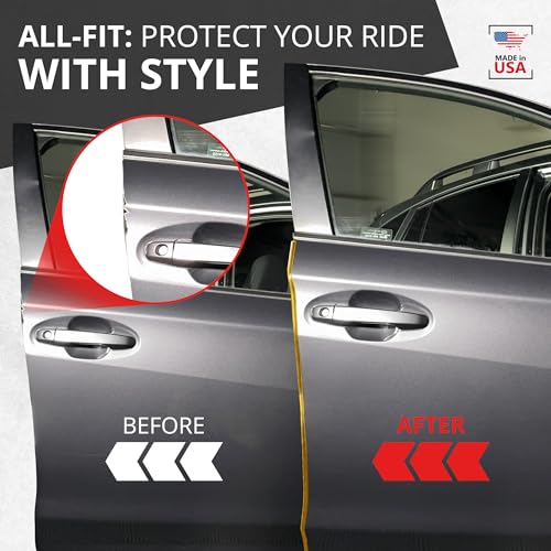 All-Fit Automotive Car Door Edge Protector – Universal DIY Edge Trim to Prevent Scratches & Dings – Flexible Adhesive Molding Trim for Cars, Trucks & SUVs (10 Ft - Gold) - color: Gold