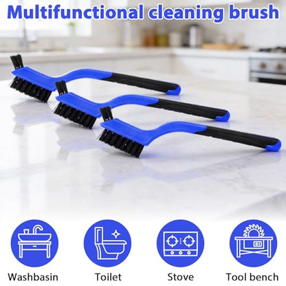 Reallnaive 50 Pcs Nylon Cleaning Brushes Bulk 7 Inch Blue Nylon Brushes with Curved Handle Grip for Deep Cleaning Small Parts Rust Dirt Paint Scrubbing, Removal Surface in Hole - color: Blue