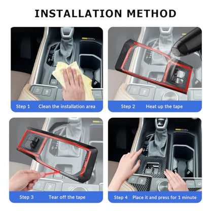 INTGET Center Console Interior Trim Cover for 2026 Toyota Grand Highlander Accessories 2024 2025 ABS Carbon Fiber Gear Shift Panel Cover with Knob Cover Armrest Box Switch Protective Stickers (4PCS) - color: 4 PCS Center Console Panel Cover