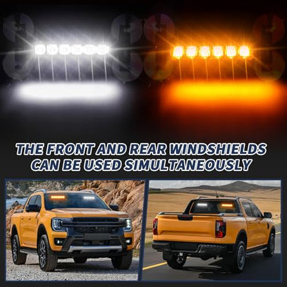 4X 6.1 inch Emergency Strobe Traffic Advisor Light Bar,24 LED Waterproof Flashing Safety Dash Front/Rear/Side Windshield/Grille Lights for Construction Vehicles Tow/Plow Trucks(Amber/White) - color: Amber/White