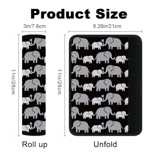 2Pcs Soft Auto Seat Belt Cover Pad Cartoon Elephants Animal Colorful Car Seatbelt Shoulder Cushion for Comfortable Driving, Compatible with All Cars' Seatbelt and Backpack Straps - color: Elephant
