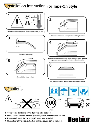 94539 4Pcs Out-Channel Tape On Side Wind Vent Deflector,Dark Smoke Window Visors,Nice Sun Rain Guards fit for 2005-2015 Nissan Xterra - size: 2005-2015 Xterra