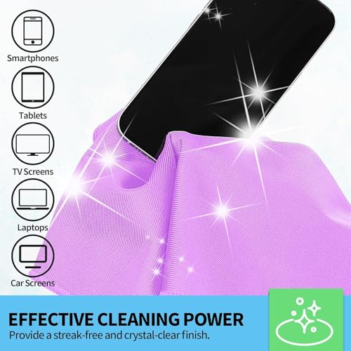 Microfiber Cleaning Cloth - 6 Pack Glasses Cleaning Cloth, 16" x 14" Window Cleaning Rags, Streak Free Lint Free Polishing Cloths Wipes for Eye Glass, Stainless Steel, Windshield, Purple - color: Purple, size: 6 Pk-16" X 14"