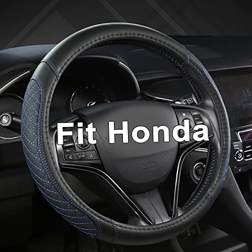 West Llama Customized Auto Car Steering Wheel Cover for Honda Accord CR-V HR-V Pilot Civic(Diamond Quilted -Black+Blue-Standard Size) - color: D-Blue, size: Standard size (14 Â½''-15'')
