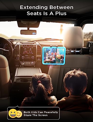 LISEN Car Headrest Tablet Holder - [3 in 1 Extension Arm] Adjustable Tablet Car Mount for Back Seat (4.7-11) - size: 4.7-11