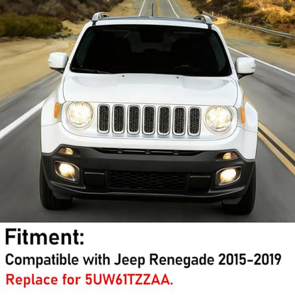 Moonlinks Compatible with Jeep Renegade Right Passenger Side Mirror Cover Replacement 2015 2016 2017 2018 2019,White Right Side Clip-on Mirror Cap With Turn Signal Light Replaces for 5UW61TZZAA - color: Right White