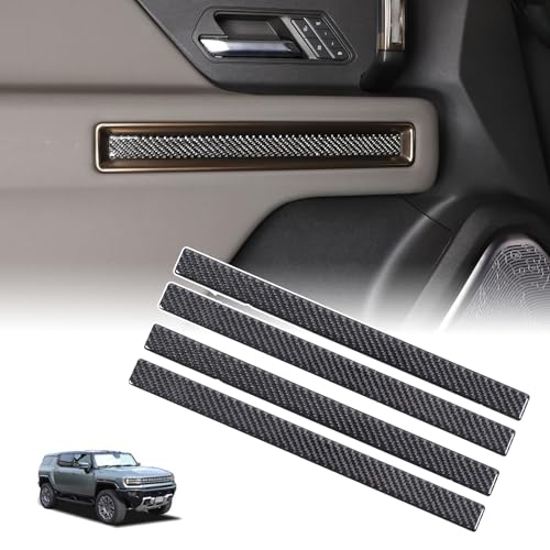 for Hummer EV Accessories 4 Car Inner Door Panel Trim Sticker Real Carbon Fiber Front Rear Door Handle Panel Protection Cover Decoration Sticker Molding for Hummer EV 2024 2025 2026 (Black) - color: Black